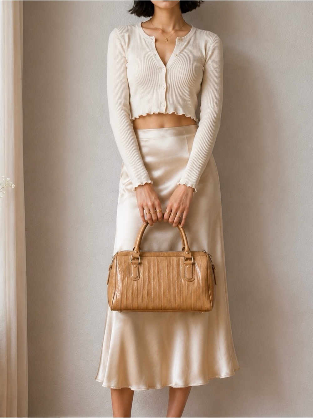 Vintage 70s Eel Leather Doctor Bag Tan Satchel Neutral Minimalist